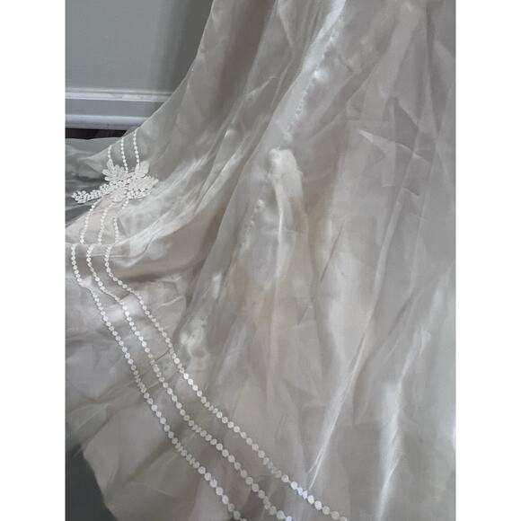 VTG 1970s Wedding Dress Empire Waist Sz Small High Neck Boho Ivory Hippie - Picture 2 of 16